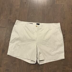 Talbots Shorts Womens 22W Khaki Relaxed Chino Short 7" Cotton Stretch Plus Size